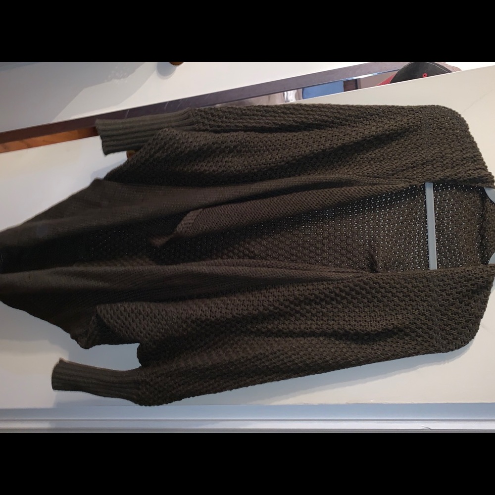 NWOT. Olive green knit oversized cardigan
